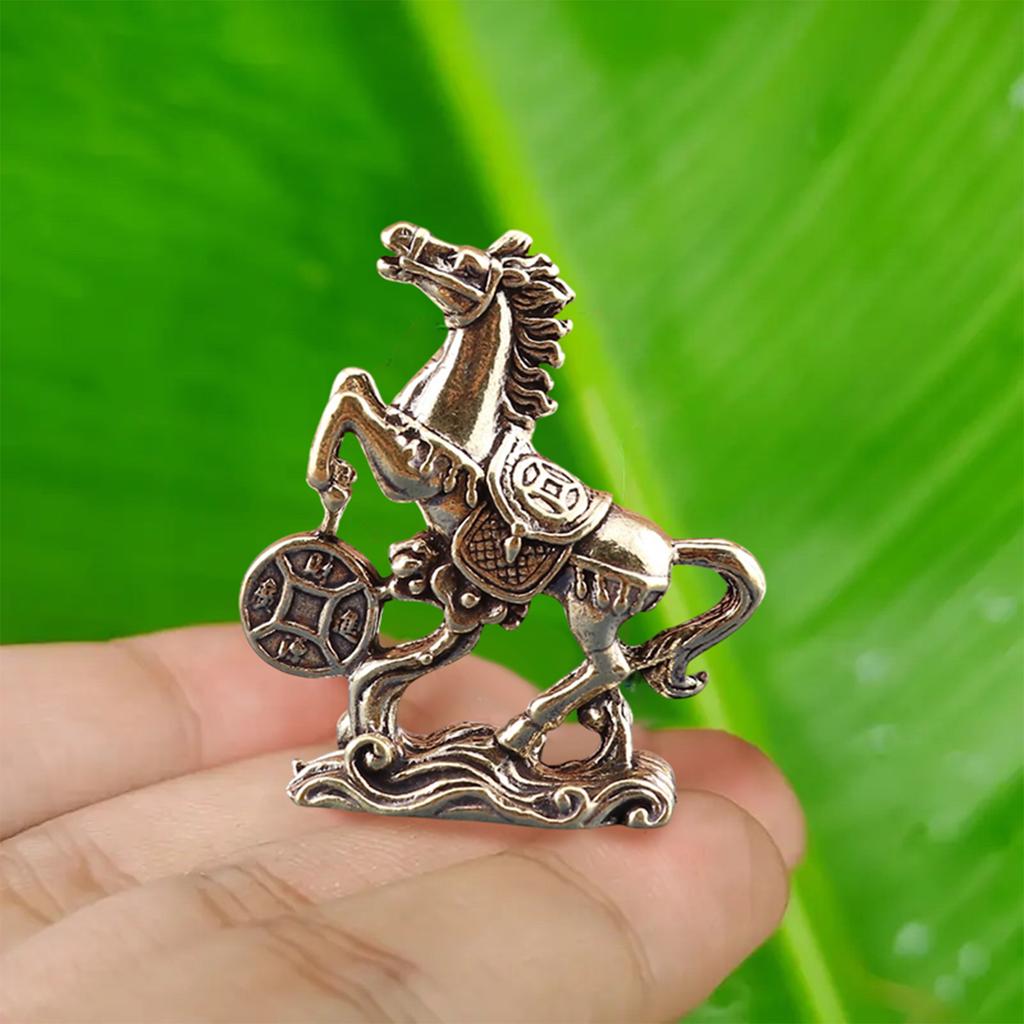 Brass Horse Figurines Chinese  Year Zodiac Horse Ornament Feng Shui Lucky Statue Home Office Desktop Decoration Crafts