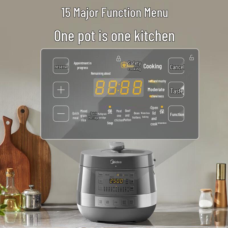 Midea Smart 6L Electric Pressure Cooker CN Plug (adapter Included)