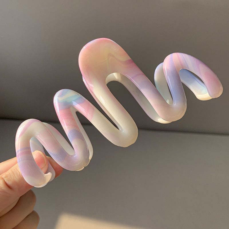 Rainbow Color Large Coiled Hair Claw Shark Clip Strong Hold Hair Clamp Niche Hair Grab Sweet Trendy Women's Hair Accessories