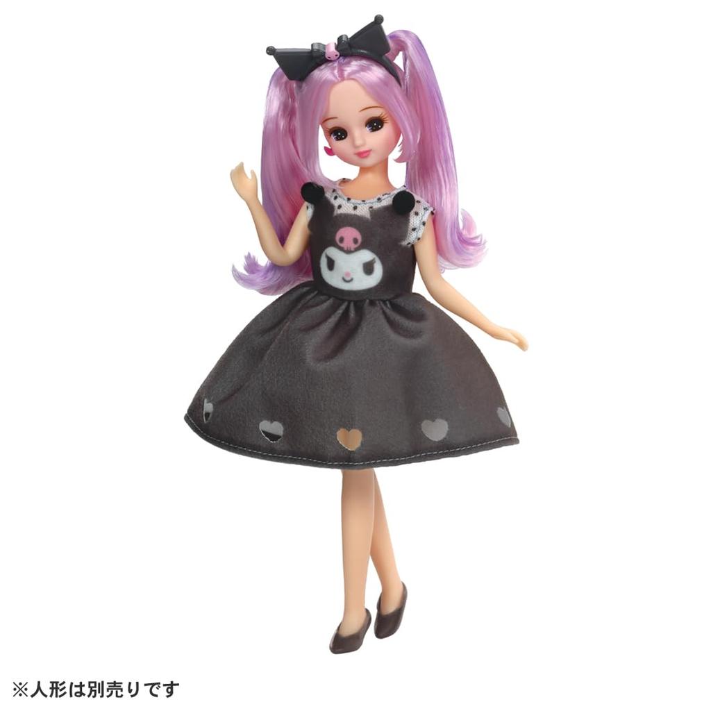 Takara Tomy Licca-chan Dress My Choice Sanrio Characters Dress & Headband Kuromi Dress-up Pretend Play Toy (Ages 3 and up)