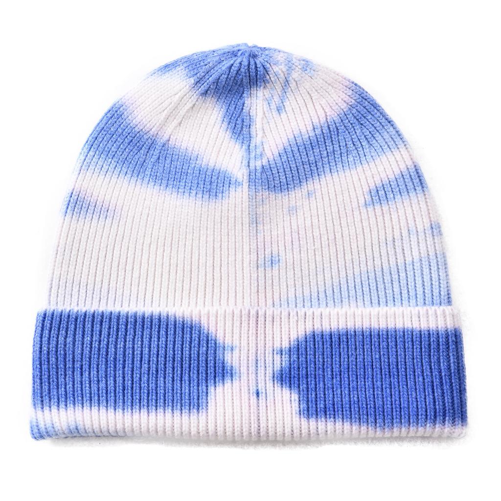 Tie-dye knitted hat rabbit velvet adult soft cute outdoor wool hat warm real raccoon fur ball