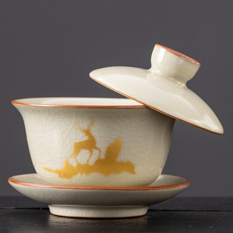 

Кильн Гайвань Керамическая Чаша для Чая Набор для Чая Kung Fu Gongfu Домашняя Чашка для Чая Ретро Крышка Блюдце Чайник для Чая Посуда для Чая Посуда для Напитков