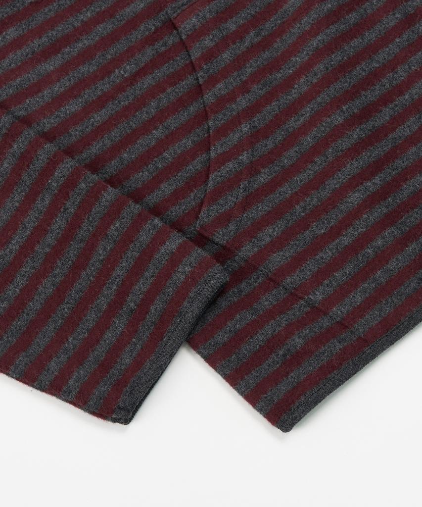 Toffee Striped Fleece Zip-Up Hoodie (Burgundy/Charcoal)