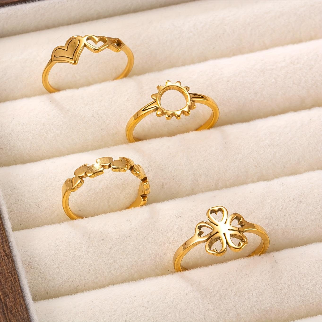 Stainless Steel Fashionable Simple Ring Suitable for daily wear or as a gift golden4Set