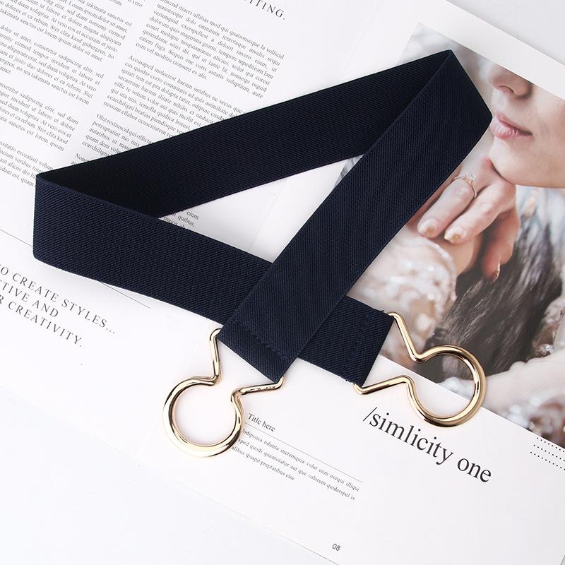 Simple Four Seasons Women'S Black Elastic Belt Single Ring Waist Sealing Belt
