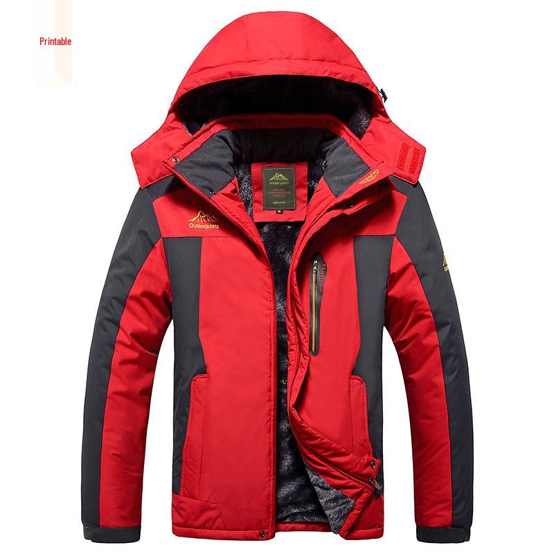 Men's 2025 Winter Ski Jacket with Thick Fleece Lining - Trendy, Cold-Resistant, Warm, Plus Size Outdoor Clothing for Mountaineering.