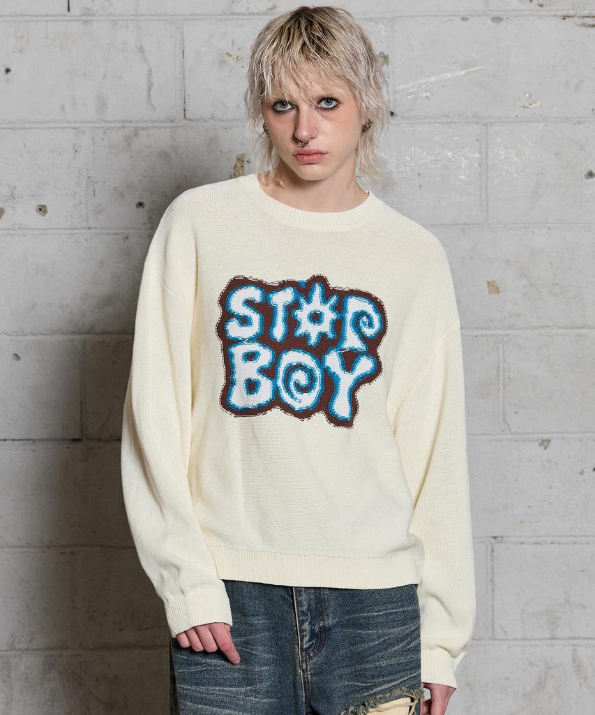 HOODHOOD Star Boy Flocked Knit Ivory
