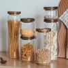 High Borosilicate Glass Storage Jar Transparent With Wooden Lid Kitchen Grain Container Sealed Food Jar