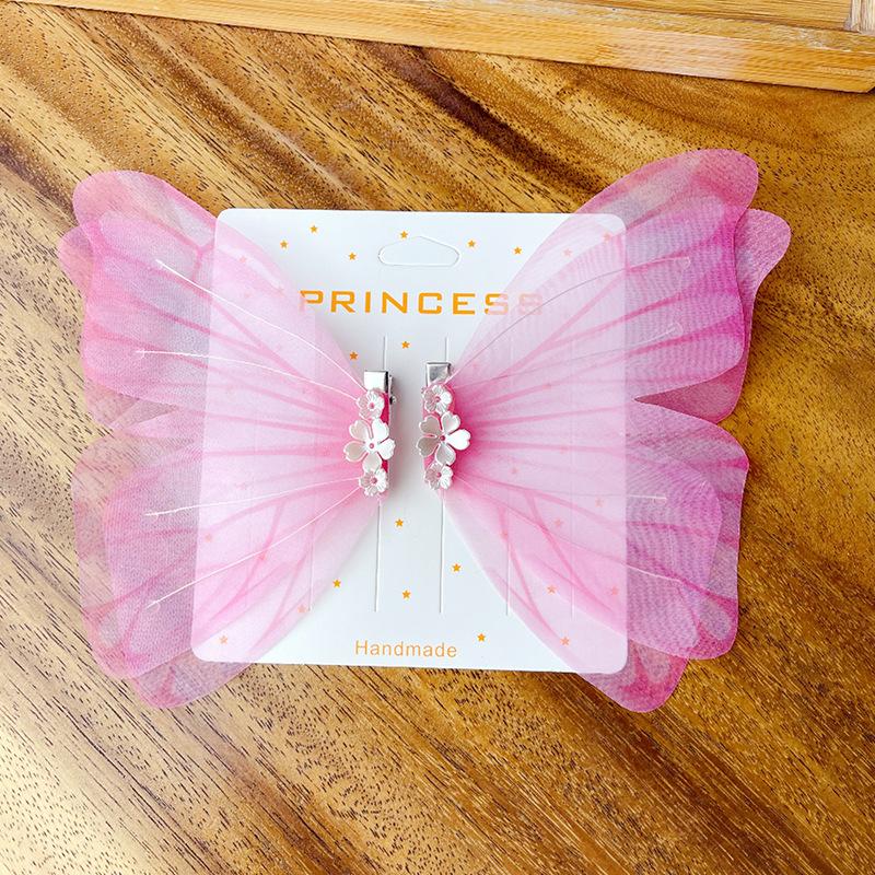 New Kids' Super Fairy 3D Tulle Big Butterfly Hair Clips Elegant Dancing Style Ancient Style Hair Accessories for Little Girls