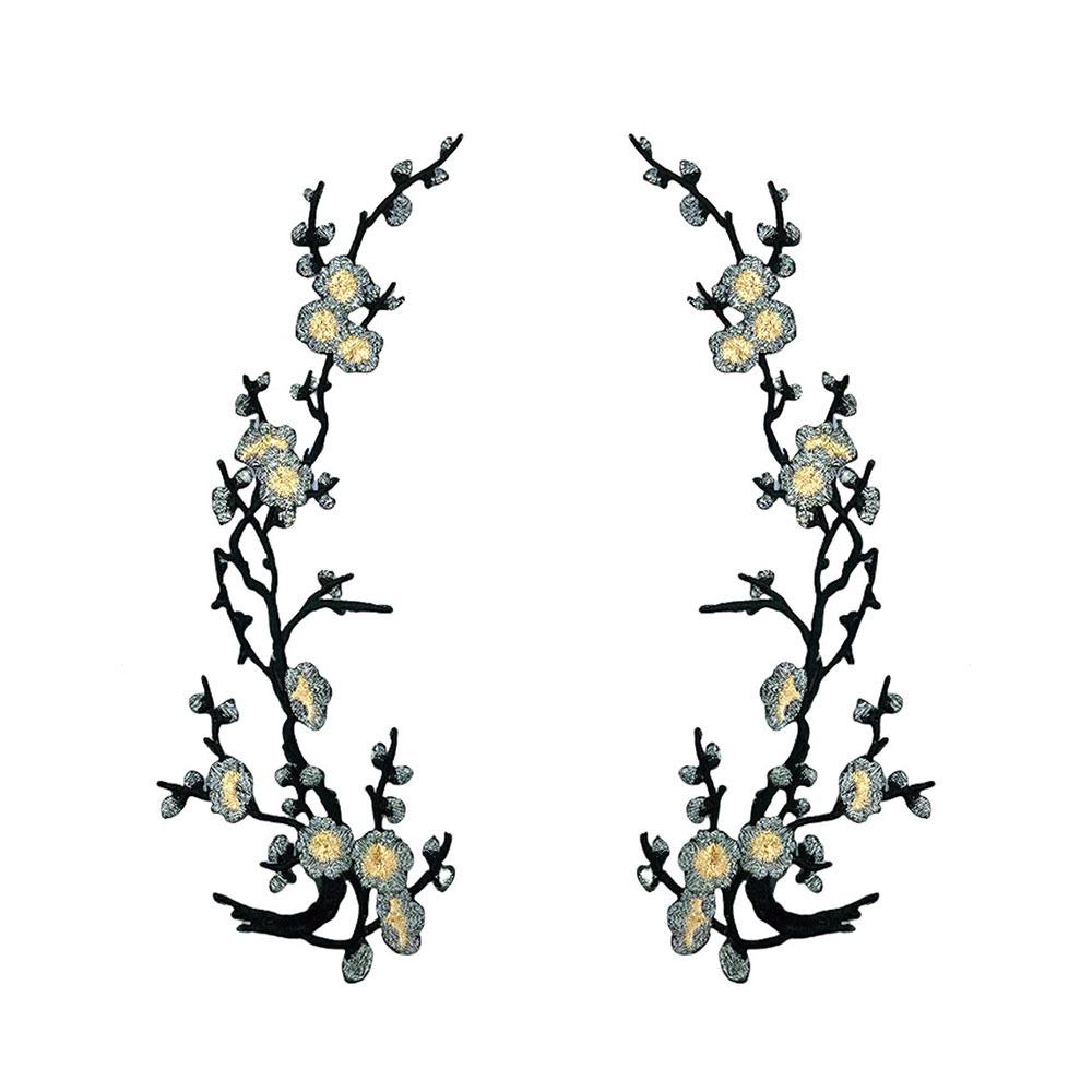 Hot Melt Adhesive Cherry Blossom Iron On Patches DIY Branch Embroidery Applique Clothing Repair