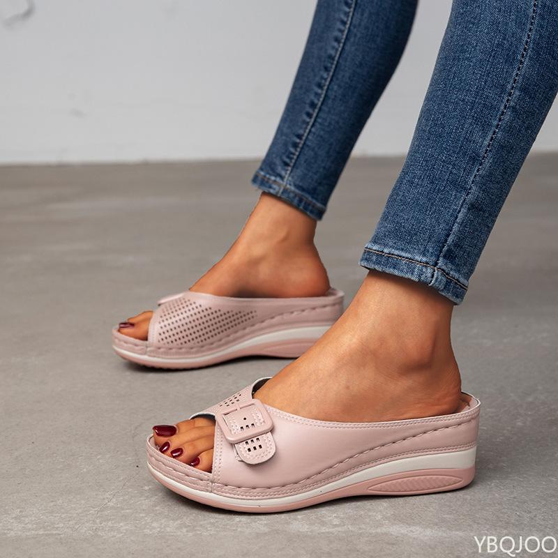 Fashion Women's slope heel outdoor casual closed flat shoes summer new style thick soled women's casual shoes for outdoor wear