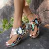 Fashion Printed Herringbone Sandals for Women In The Summer of 2025 Plus Plus Size, with A Strap and Wedge Heel Sandals for Women