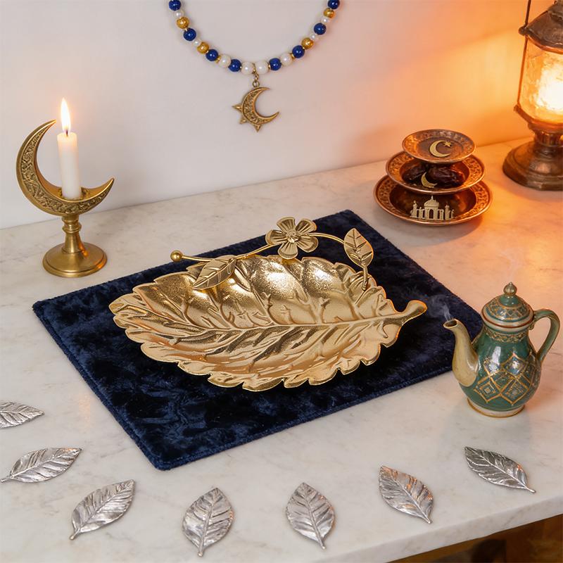 Eid al-Fitr Goldene Obstschale Kreative Ramadan Metall-Obstschale Dessert-Servierschale Wiederverwendbare Metall-Dekorplatte