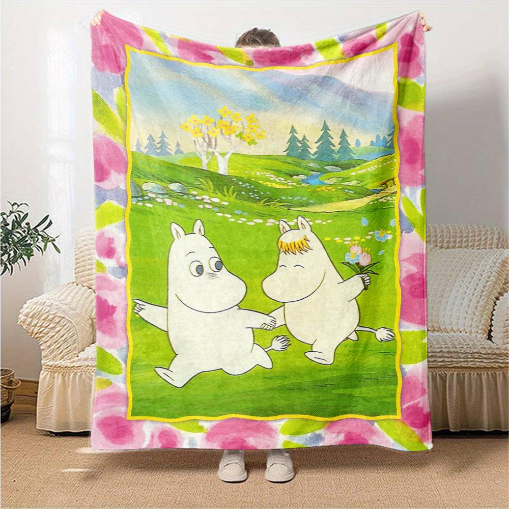 Moomin Temalı Baskılı Battaniye - Kanepe, Yatak, Seyahat ve Dış Mekan Kullanımı İçin Mükemmel | Makinede Yıkanabilir, Rahat ve Dayanıklı.