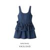Kaslead New Women Clothes Western Style Fashion Simple Short Flower Demin Dress