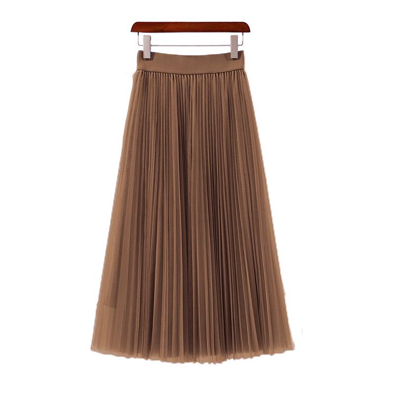 Round Versatile Three-Layer Mesh Pleated Long Skirt for Women - 6-Meter Wide Hem, 2026 Spring/Summer Collection