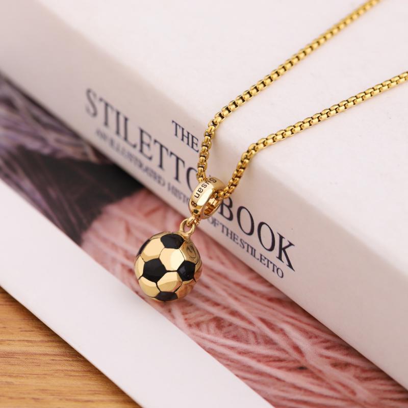 2023 Sports Product Football with Stainless Steel Chain Football Fans Gift Butterfly Necklace Gold Necklace for Women