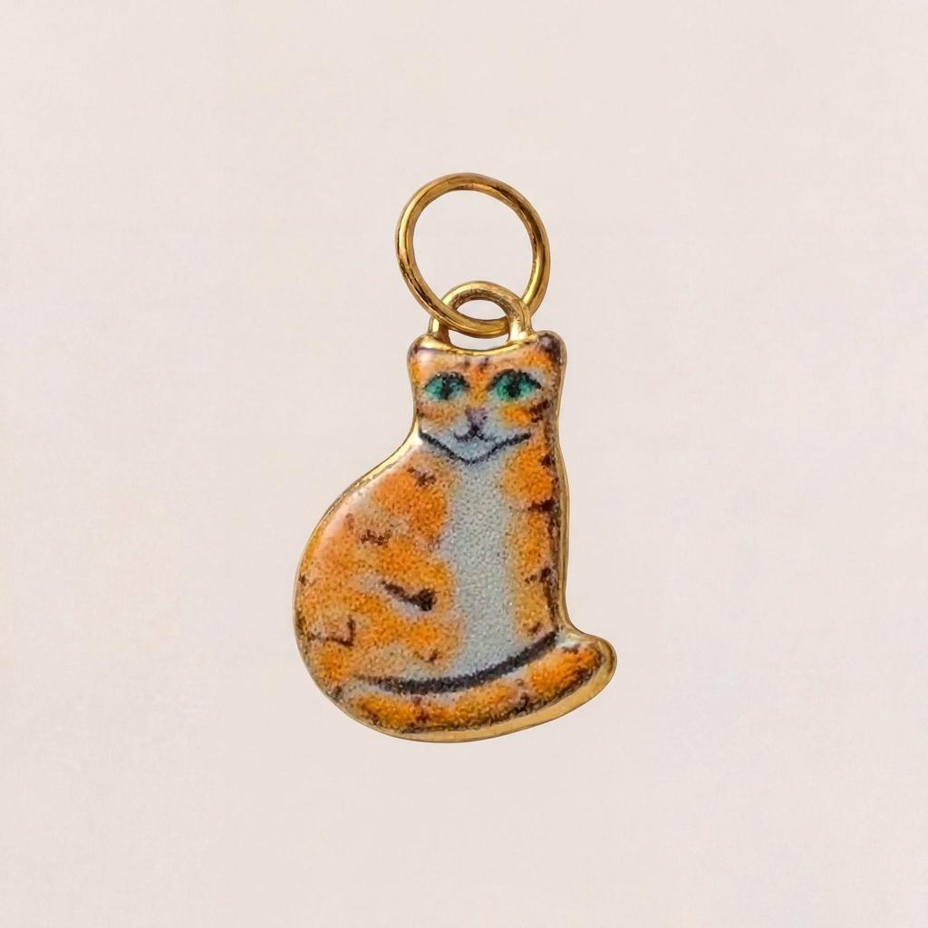 Stainless Steel Kitten Print Enamel Ceramic Pendant Necklace/Bracelet
