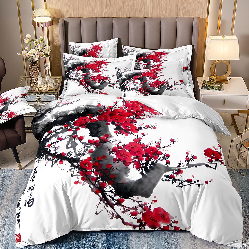 3D Printing Ink Painting Landscape Bedding Quilt Set Three-Piece Custom