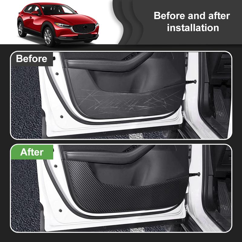 Door Anti-kick Pad For Mazda CX-30 CX30 2024 2025 LHD RHD Car Leather Carbon Mat Interior Trim Accessories
