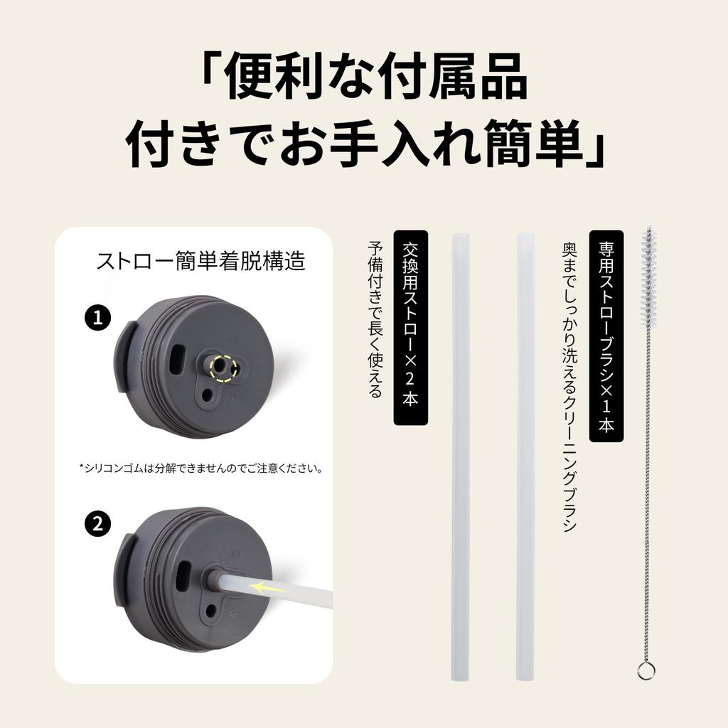 BOTTLE BOTTLE Water Vacuum Direct with with Easy to Cream Clay Bottle, 530ml, Insulated, Drinking, Straw, Portable, Handle, Stylish, Outdoor, Coffee,