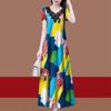 Elegant Plus Size Summer Midi Dress for Middle-Aged Women