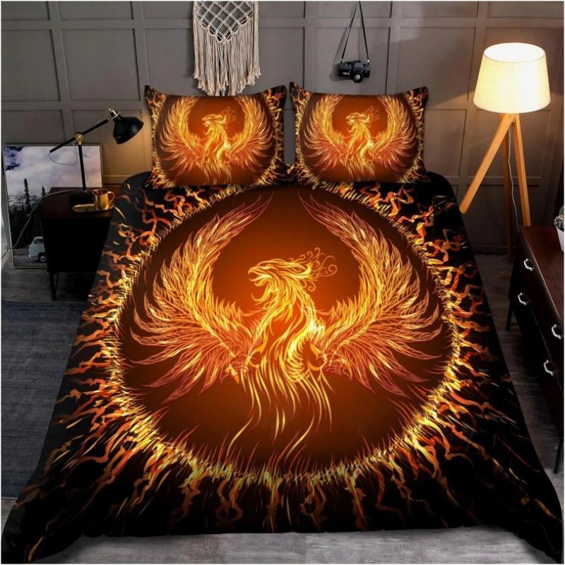 Mythical Phenix Dragon Marriage Oriental Duvet Cover Set King Queen Double Full Twin Single Size Bed Linen Set