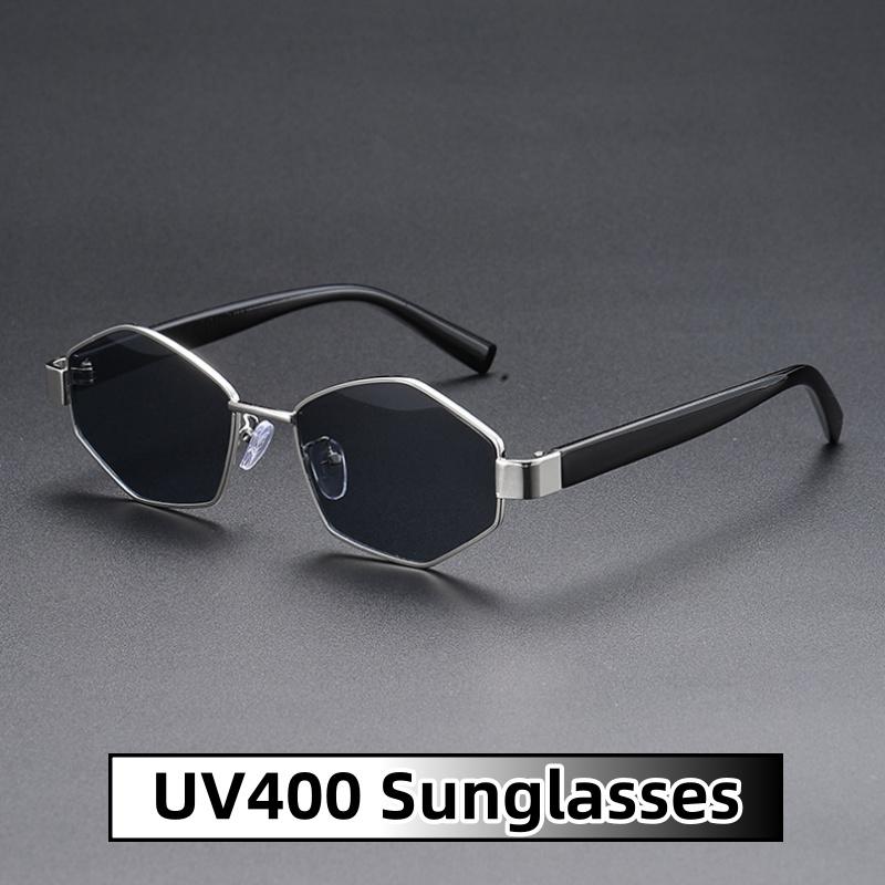 Wipon Women's Advanced Luxury Polygonal Metal Sunglasses Outdoor Travel Beach Sun Protection Uv400 Shades Eyeglasses Street Photography