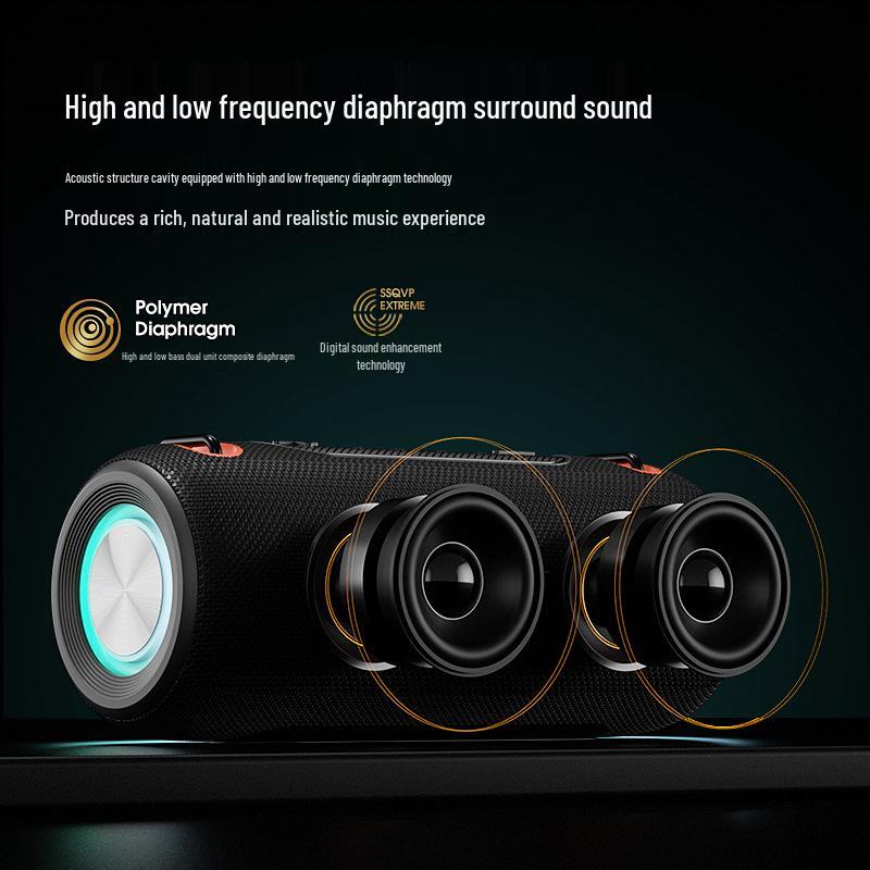 Portable High-Power Waterproof Bluetooth Speaker with Heavy Bass