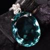 925 Sterling Silver Oval Pendant Aquamarine 137 Ct Certified Lab Created