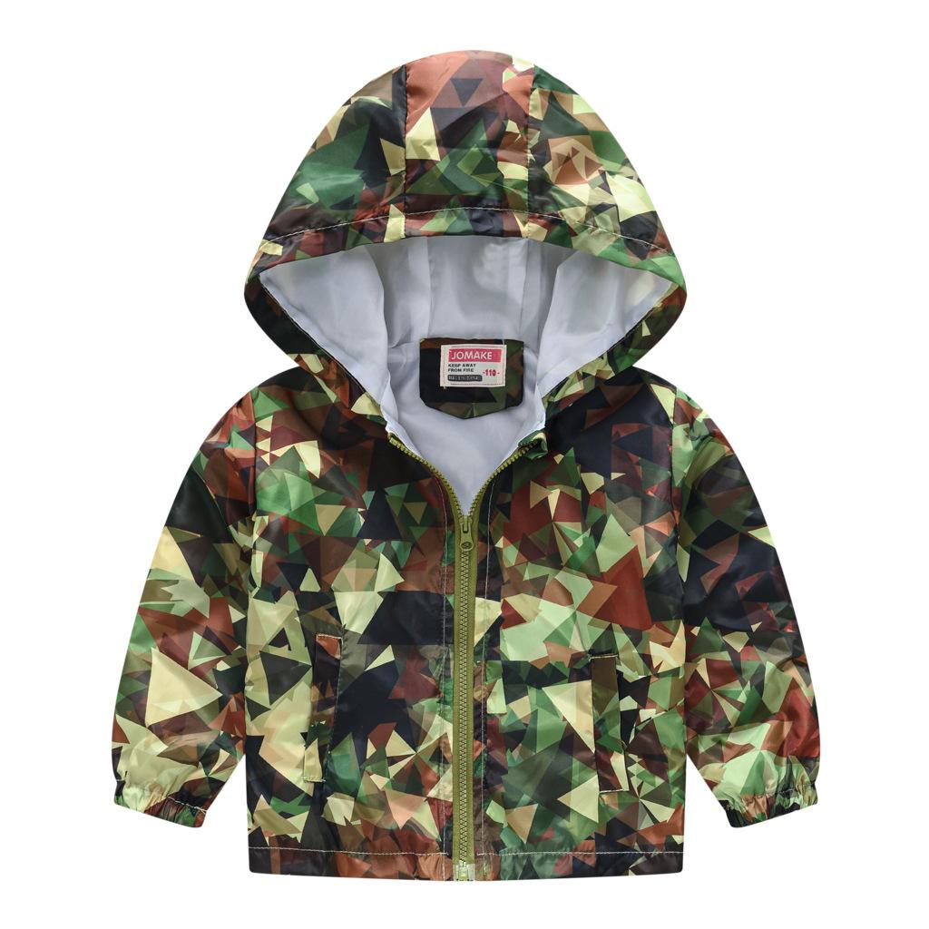 Toddler Kids Cartoon Print Hooded Jacket Boys Girls Lightweight Windproof Zip Up Casual Outerwear Coat