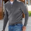גברים סתיו אביב העליון צווארון V צווארון רוכסן צווארון צבע אחיד רך סוודר חם אלסטי חולצה יומית גברים מזדמנים