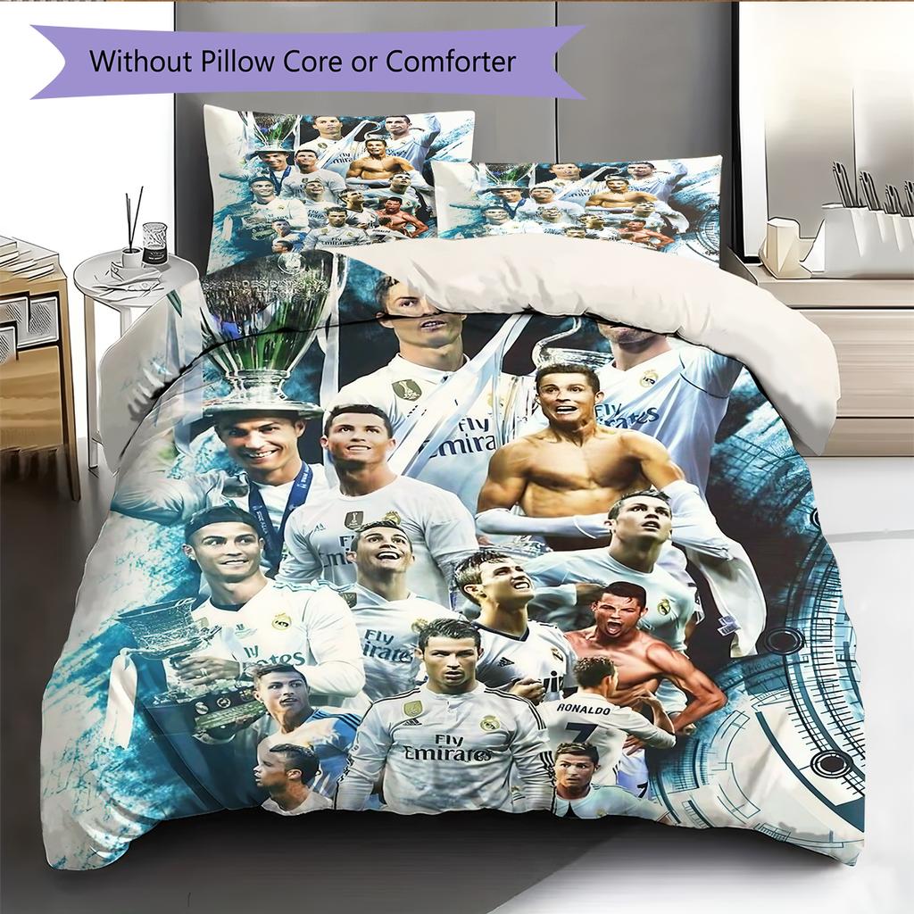 Madrid players Pattern Bedding Home Decoration Birthday Gift (1 * duvet cover + 2 * pillowcase, without core)