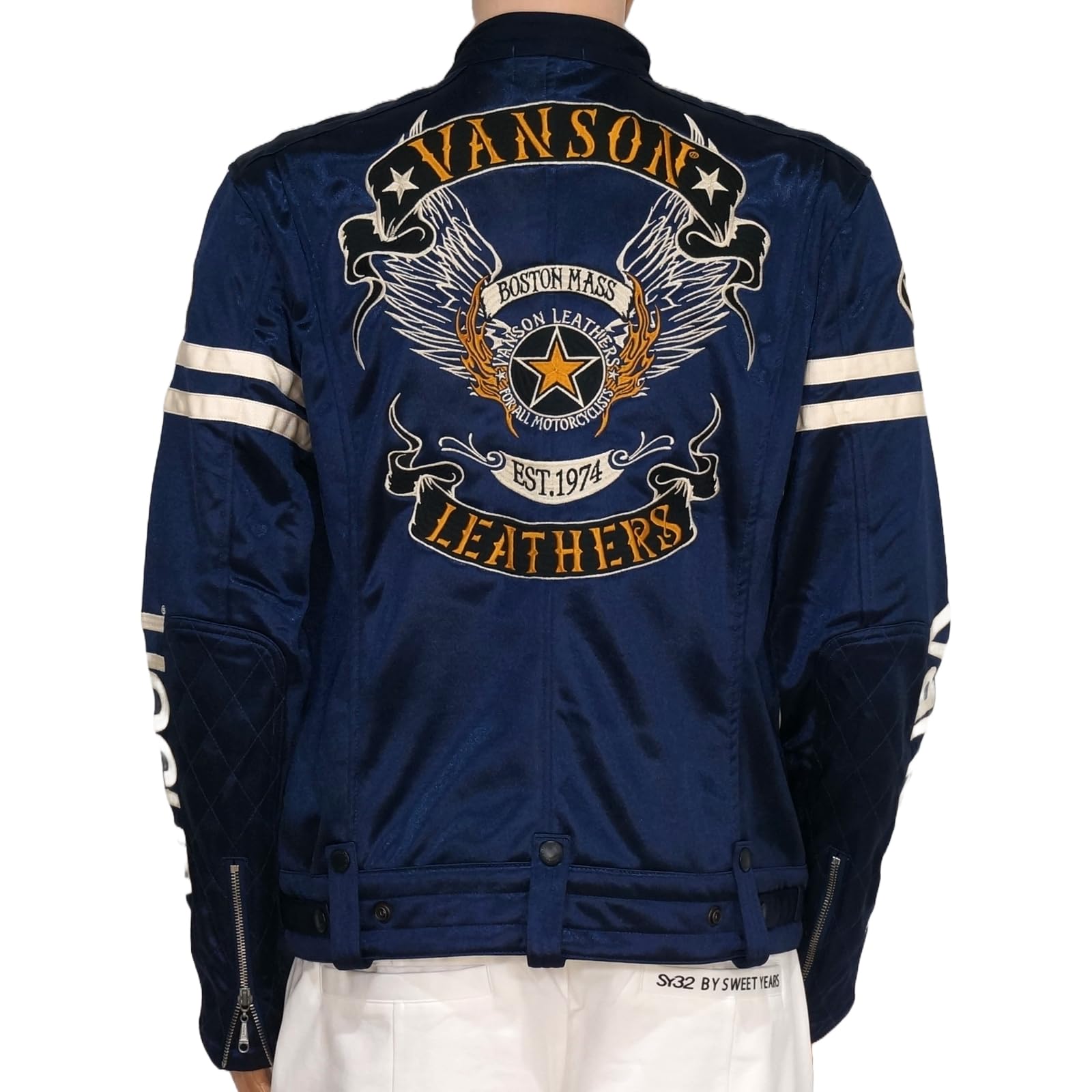 

50th Anniversary Limited Model Flying Star Embroidered Bonded Riders Jacket Outerwear Model [Banson] Мужская 2024-2025 nvsz-2415c (XL) тёмно-синий