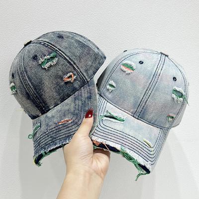 Retro-Zerrissener Denim-Hut, personalisierte, kreative Baseballkappe, verwaschen, im Used-Look, trendige Schirmmützen für Damen und Herren