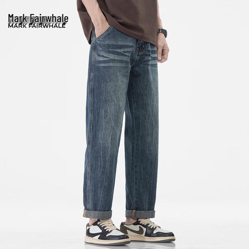 Mark Fairwhale Men's Casual Straight-Leg Cropped Jeans