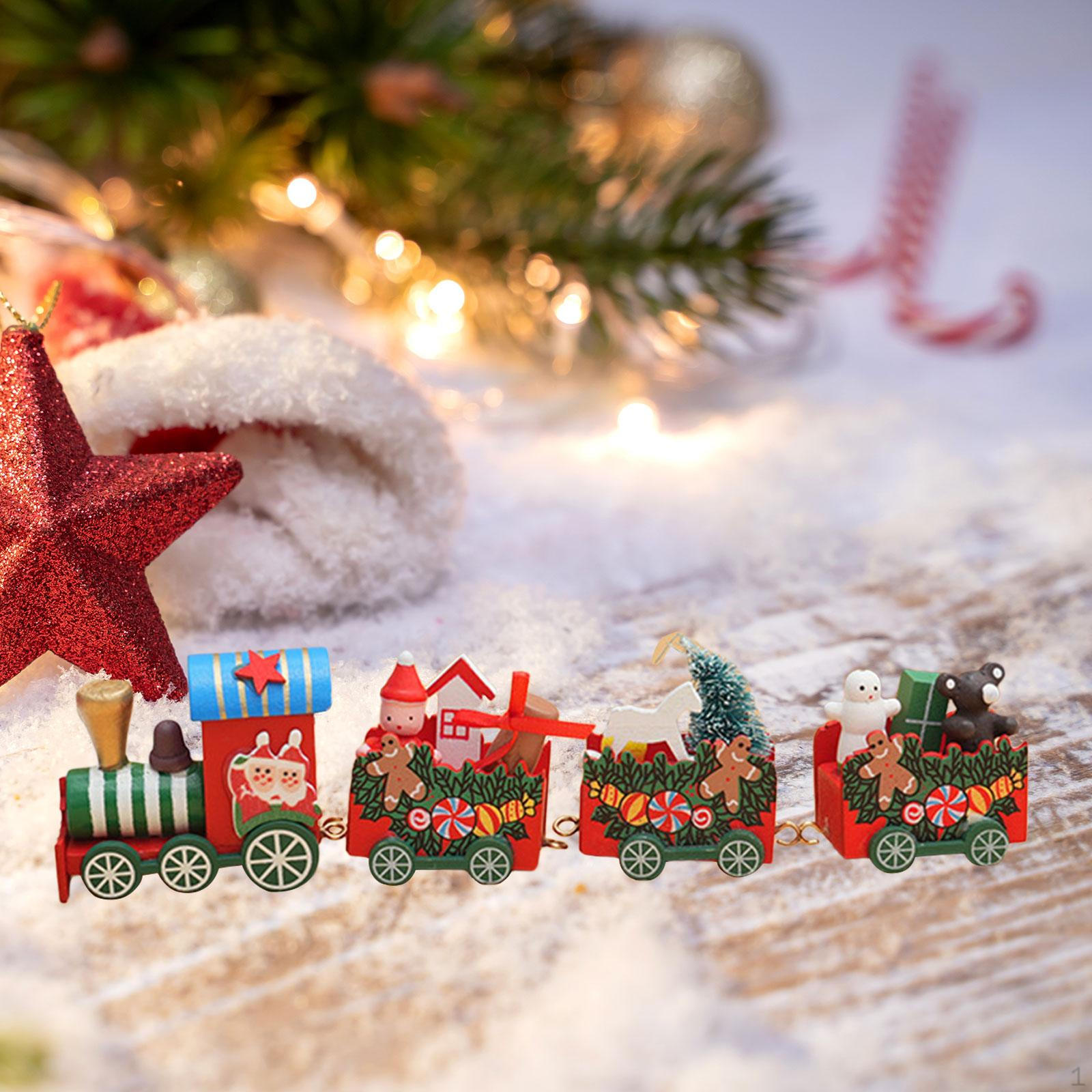 

Рождественский подарочный набор украшений, деревянный поезд, статуэтка ручной работы, украшение на елку, поезд для C
