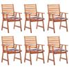 Maison Exclusive - Chaises à manger d'extérieur lot de 6 et coussins Acacia massif