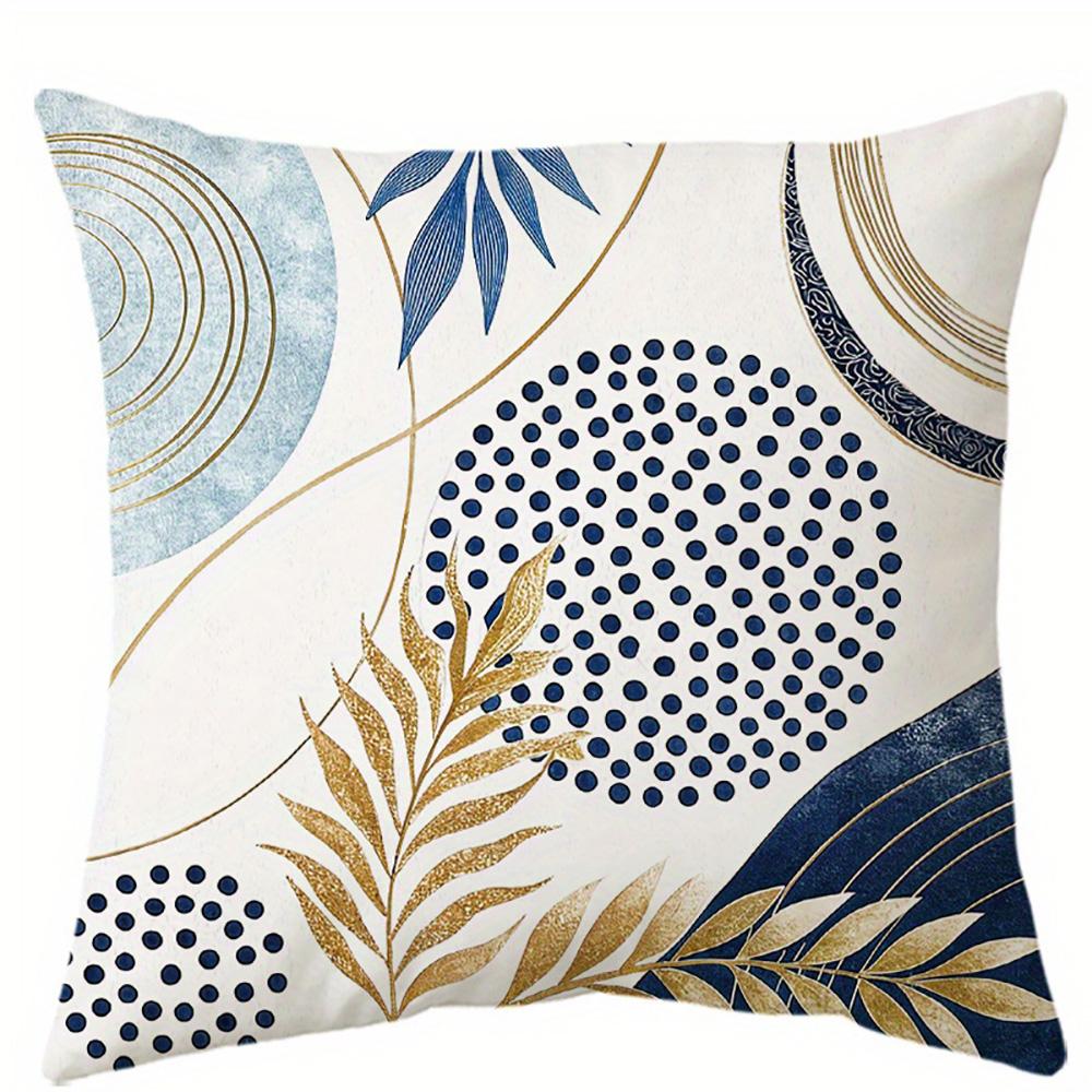 1/4pcs Blue Gold Leaf Patterned Pillowcases Sofa cushion cover home bedroom room decoration