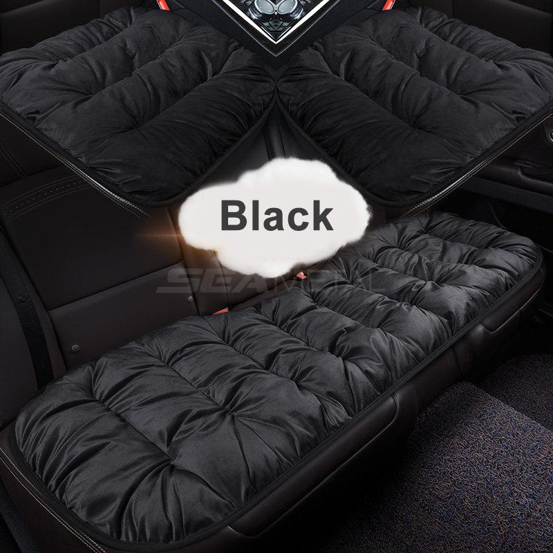 

Чехол для автомобильного сиденья SEAMETAL, переднее и заднее, флокированная ткань, универсальная подушка для защиты сиденья, коврик, сохраняющий тепло зимой 3PCS/SET чёрный