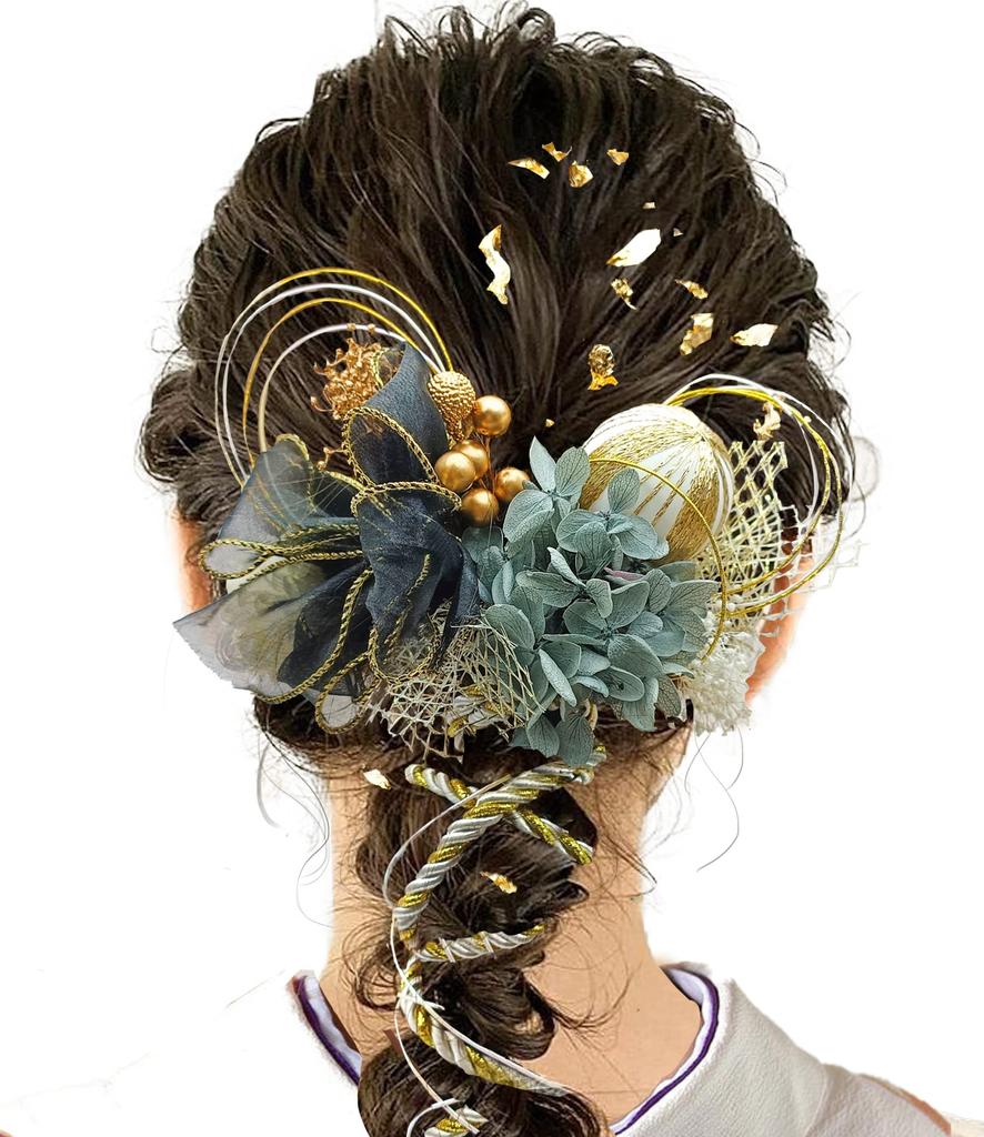 JZOON Hair 6 Dried Flower Hair Kumihimo Hair Japanese H5202 Ornament, Colors, Ornament, (Braided Cord), Red, Accessory, Coming-of-Age Ceremony,