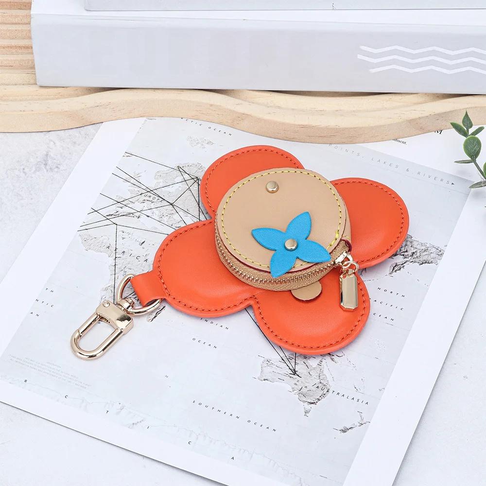 Hanging Ornaments Pendants Fashion Real Leather Women's Bag Charm Sunflower Design Small Bag Buckle Accessory Keychain Jewelry
