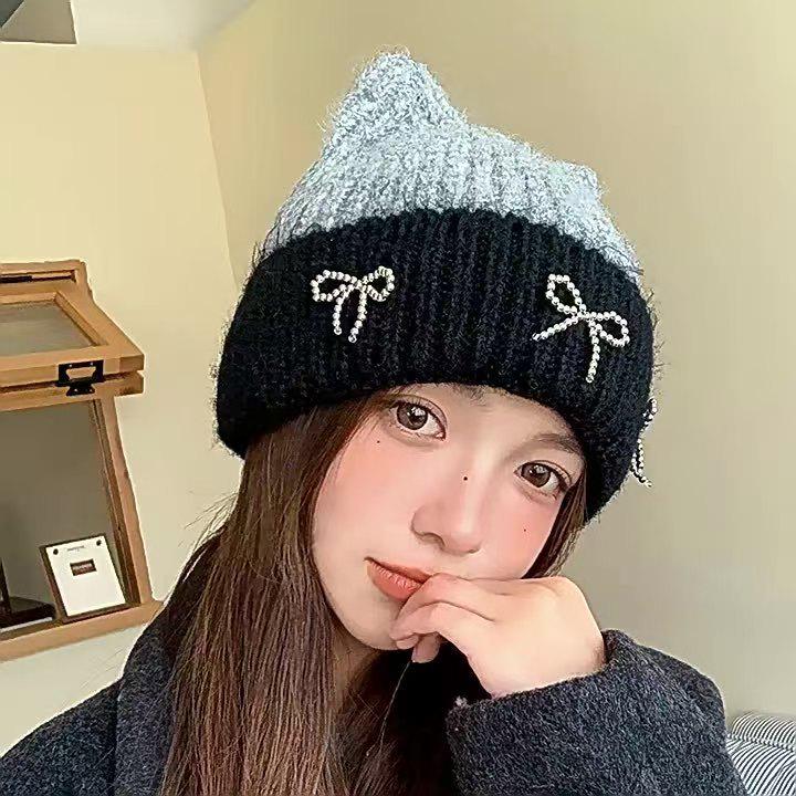 Кольцо-бант с жемчугом в корейском стиле: Элегантный дизайн ниши чёрный