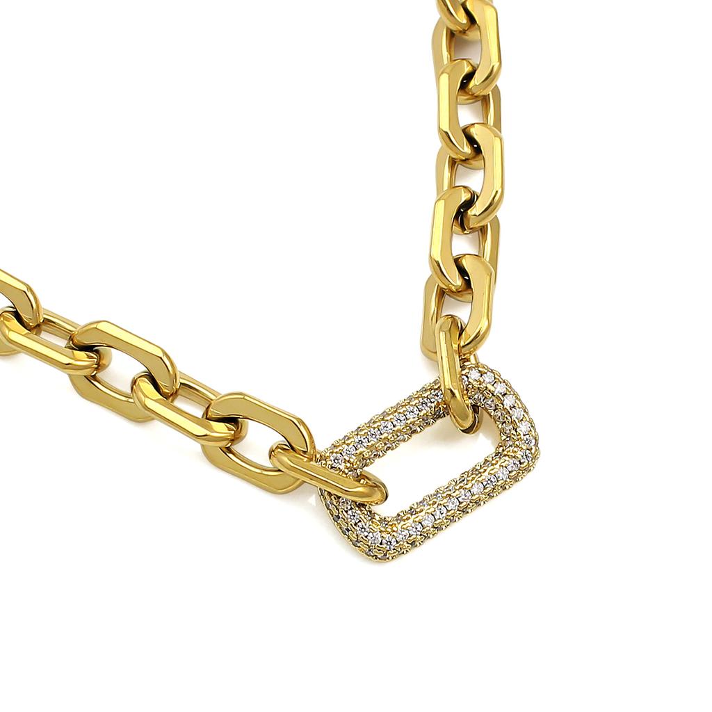 New Arrival Fashion Jewelry 18k Gold Plated Stainless Steel Simple O Chain Inset Zircon Necklace Bracelet Jewelry  for Women