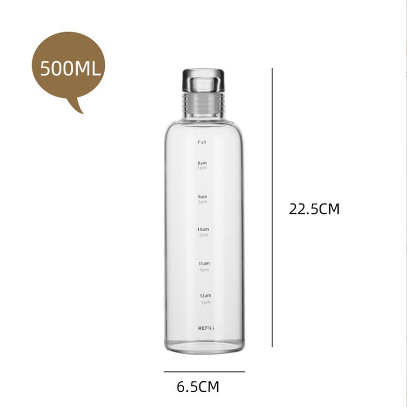 Borraccia Portatile in Vetro Borosilicato ad Alta Capacità con Graduazione e Cannuccia