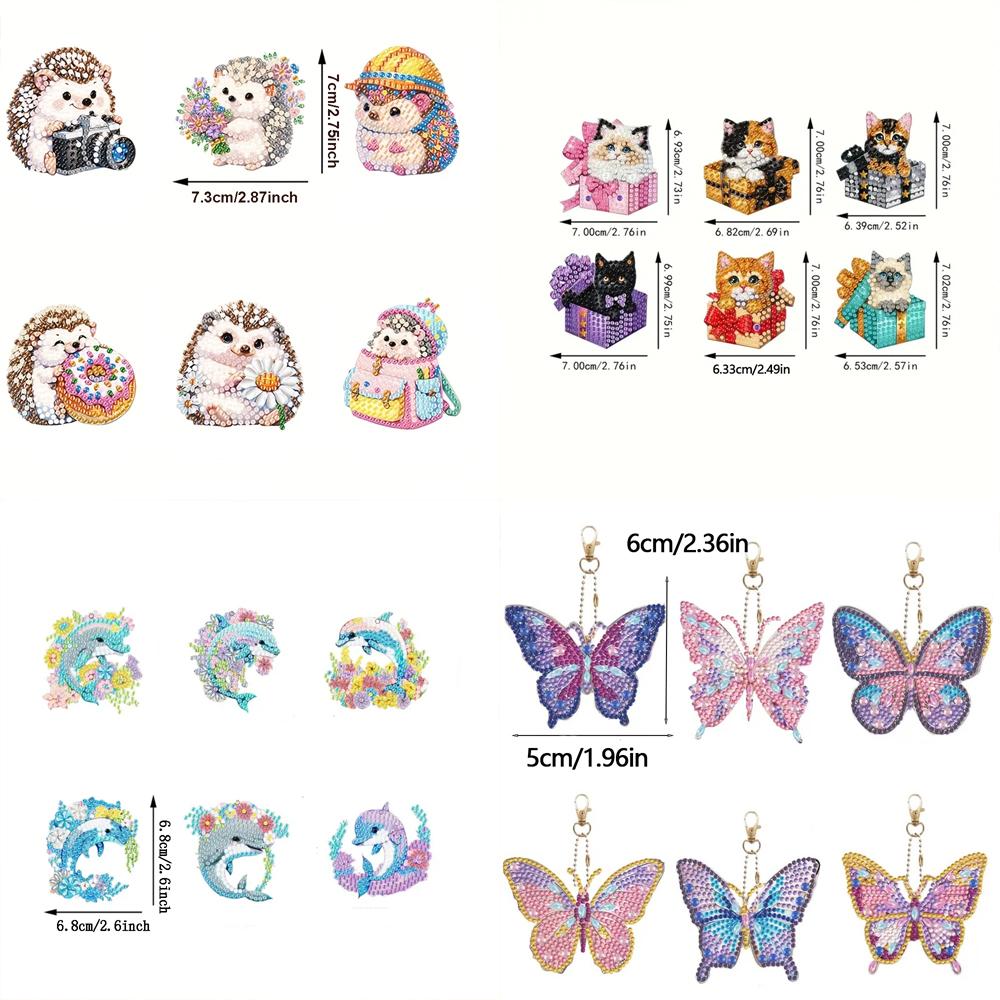 DIY Diamond Painting Keychains Per Set - Animal Theme, Suitable for Beginners, Diamond Kit Craft Supplies, Exquisite Gifts for Friends