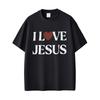 I Love Jesus T-shirt Christian Tee Shirt Unisex Women Clothing Hip Hop Vintage Rock T Shirts Male Retro O-collar Oversized T-shirts