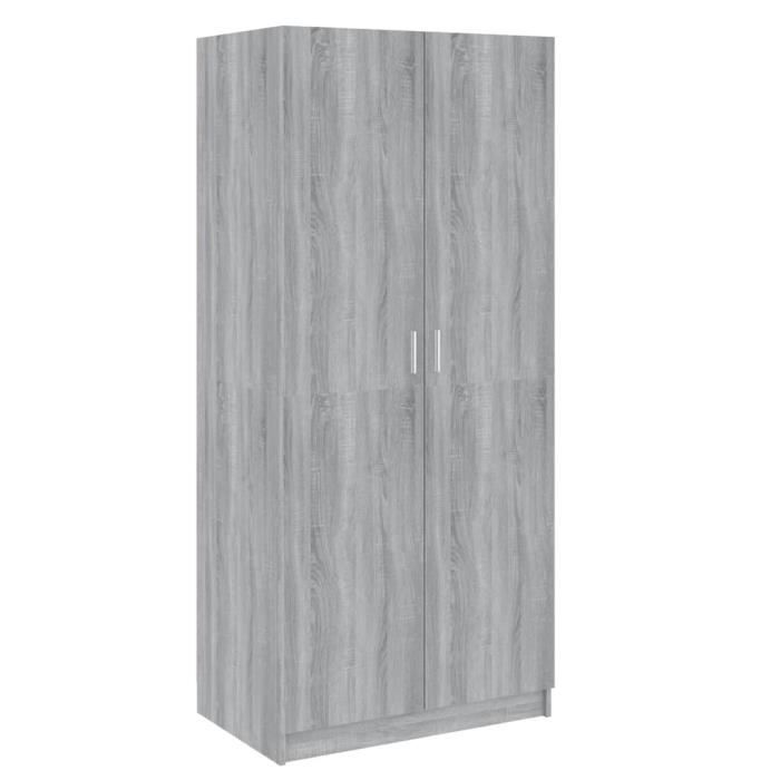 VidaXL Wardrobe Sonoma Grey 80x52x180 Cm Engineered Wood 815352