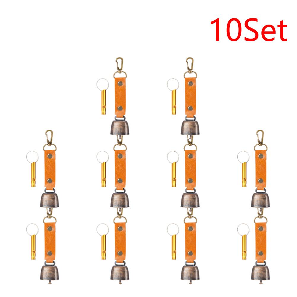 2-10Set Loud Bear Bell with Emergency Whistle Bear Repelling Bell Hanging Bear Bell for Outdoor Camping Survival Hiking Climbing