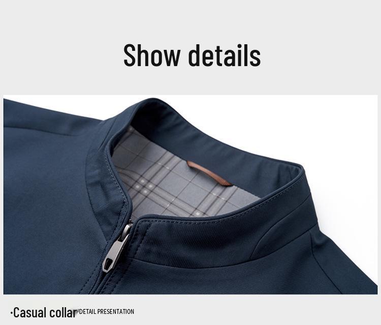 2026 Men's Stand Collar Business Jacket - High-End Spring & Autumn Outerwear, New Casual Style for Middle-Aged Men